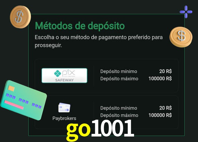 O cassino go1001 oferece uma grande variedade de métodos de pagamento